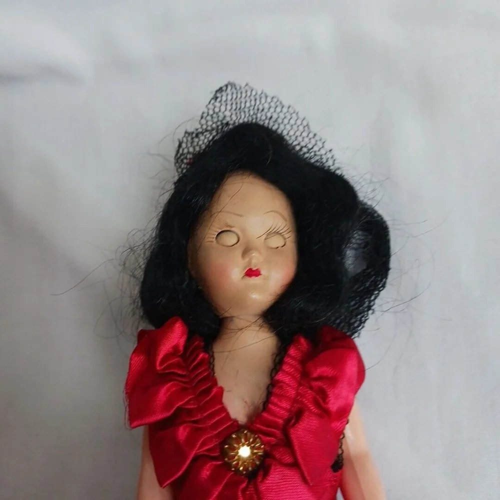 Vintage Spanish Flamenco Senorita Doll Red Dress 8 in